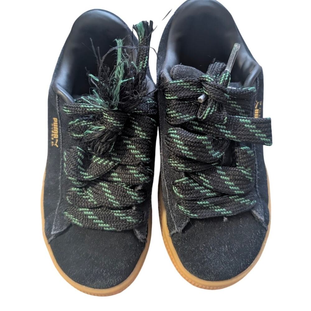 PUMA Suede XL Skate Kids Size 1 Black Green Gum Sole Chunky Sneakers